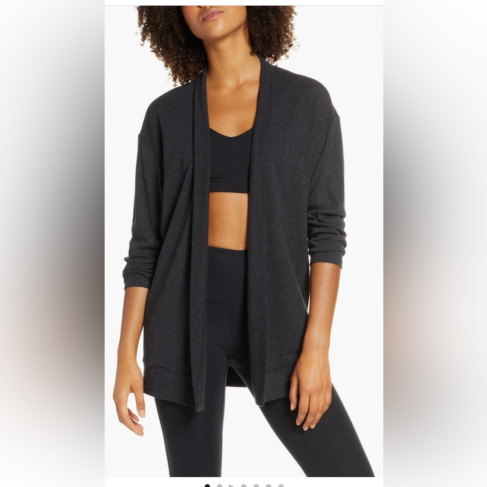 Zella go to wrap cardigan dark charcoal gray size Large